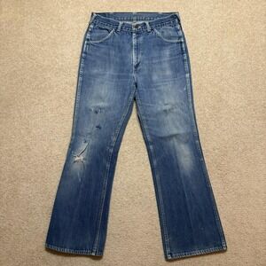 Vtg Big Yank Jeans 32x30 Blue Relaxed Straight Denim Scovill Zip USA 60s 70s